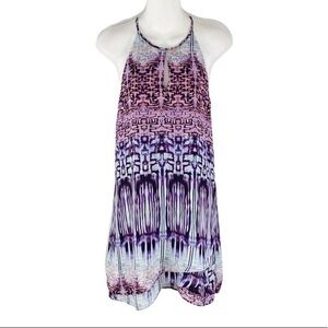 Parker blue purple abstract halter swing dress BB27